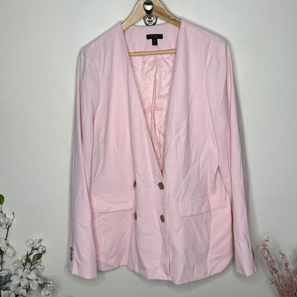 J. CREW French Girl Blazer Double Breasted Blush Pink Sz 16 Tall {V21} - Picture 2 of 6